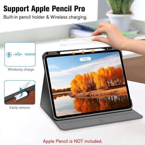Fintie Magnetic Case for iPad Pro 13-inch (M4) 2024 - [Built-in Pencil Holder] Multiple Angles Viewing Hard Shell Smart Stand Cover, Auto Sleep/Wake, Black in Saudi Arabia