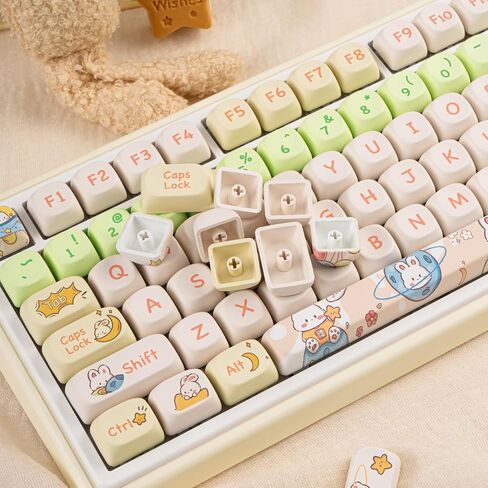 136 Keys Round Coffee Keycaps, PBT MOA Keycaps, Dye-Sub Custom Keycaps 60 Percent, Beige Keycaps Brown Keycaps for Mechanical Keycaps (Chocolate Coffee Keycaps for Winter) in Saudi Arabia