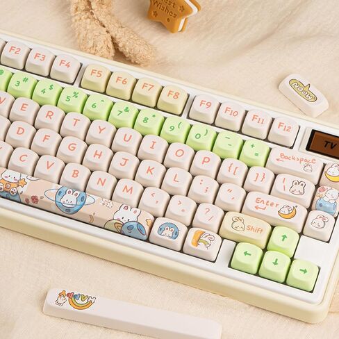 136 Keys Round Coffee Keycaps, PBT MOA Keycaps, Dye-Sub Custom Keycaps 60 Percent, Beige Keycaps Brown Keycaps for Mechanical Keycaps (Chocolate Coffee Keycaps for Winter) in Saudi Arabia