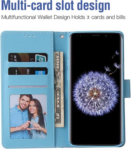 Asuwish Compatible with Samsung Galaxy S9 Plus Wallet Case Tempered Glass Screen Protector Leather Flip Cover Card Holder Kickstand Stand Cell Phone Cases for Glaxay S9+ 9S 9+ S 9 9plus S9plus Purple in Saudi Arabia