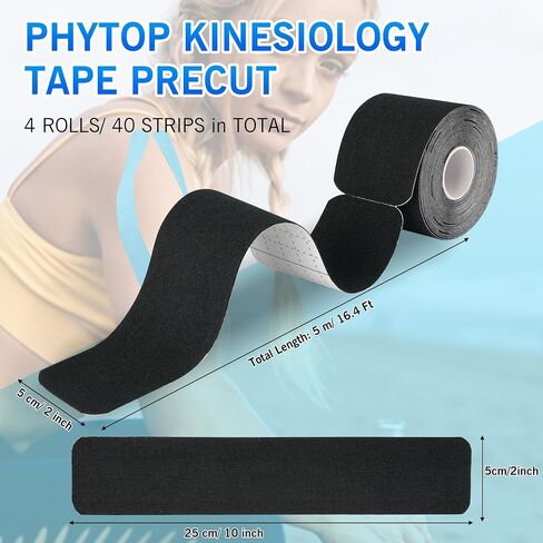 K Tape Precut Strips (40 Count, 10") | Latex-Free Kinesiology Tape for Sports | Athletic Tape Ideal for Knee, Shoulder, and Elbow Support (Pink, 5CM X 5M) in Kuwait