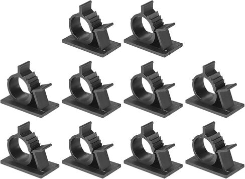 uxcell Adjustable Cable Clips, 10pcs 22-25mm Self-Adhesive Cable Clamp Wire Clamps Cable Organizer Cord Clips for Wire Management, Black in Saudi Arabia