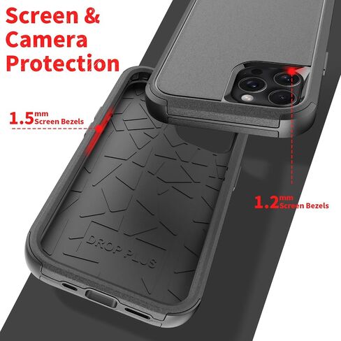 droperprote for iPhone 15 Case with Tempered Glass Screen Protector 3 in 1 Heavy Duty Rugged Shockproof Protective Phone Case for iPhone 15 6.1" (Black) in Saudi Arabia