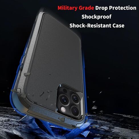 droperprote for iPhone 15 Case with Tempered Glass Screen Protector 3 in 1 Heavy Duty Rugged Shockproof Protective Phone Case for iPhone 15 6.1" (Black) in Saudi Arabia