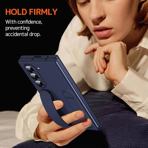 NINKI for Samsung Galaxy Z Fold 5 Case with Hand Strap,Shockproof Grip Case for Samsung Z Fold 5 Case with Wristband,Galaxy Z Fold 5 Screen Protector Case for Samsung Fold 5 Case with Kickstand White in Saudi Arabia