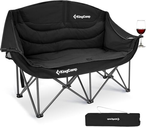 KingCamp Double Camping Chair XL Oversized for Adults, Folding Camping Loveseat for Outdoor Lawn Beach, 2 Person Portable Padded Camping Chair Heavy Duty in Saudi Arabia