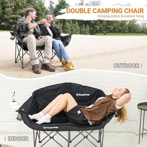 KingCamp Double Camping Chair XL Oversized for Adults, Folding Camping Loveseat for Outdoor Lawn Beach, 2 Person Portable Padded Camping Chair Heavy Duty in Saudi Arabia