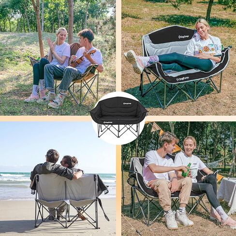 KingCamp Double Camping Chair XL Oversized for Adults, Folding Camping Loveseat for Outdoor Lawn Beach, 2 Person Portable Padded Camping Chair Heavy Duty in Saudi Arabia