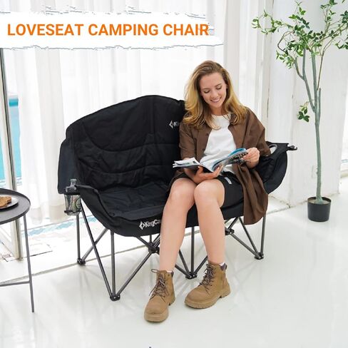 KingCamp Double Camping Chair XL Oversized for Adults, Folding Camping Loveseat for Outdoor Lawn Beach, 2 Person Portable Padded Camping Chair Heavy Duty in Saudi Arabia