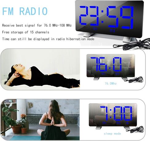 راديو على مدار الساعة الثالثة لغرفة النوم مع منافذ شحن USB مزدوجة 4 وضع Diming Mode 7.3 '' LED شاشة وضع 12/24 ساعة غفوة دالة أبيض in Kuwait