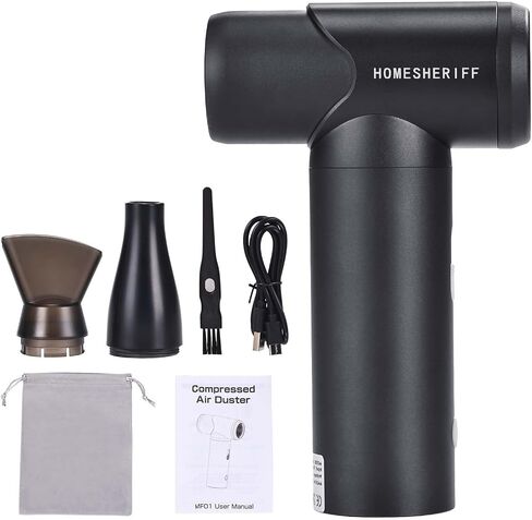 Compressed Air Duster-3 Gear Adjustable 100000RPM Electric Air Duster with LED Light, Rechargeable Cordless Air Blower for Keyboard Electric Devices Cleaning. Replaces Compressed Air Cans (Black) in Saudi Arabia