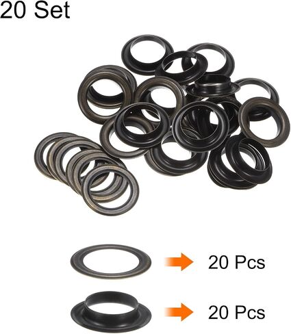 HARFINGTON 20 Sets Grommets Eyelets with Washers 1" Iron Grommet Tool Kit Fasteners Kit for Leather Canvas Fabric DIY Crafts, Silver Tone in Saudi Arabia