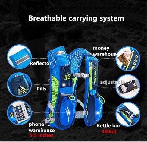 AONIJIE Lightweight Unisex 5.5L Running Race Hydration Vest Hydration Pack Backpack Riding Bag in Saudi Arabia