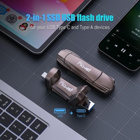 External SSD USB Flash Drive 2TB, Up to 2050MB/s 2-in-1 Type C+ USB A USB3.2 Gen2 Solid State Thumb Drive SSD Stick for iPhone 15/16/Android/Windows/Mac/PC/Laptops in Saudi Arabia