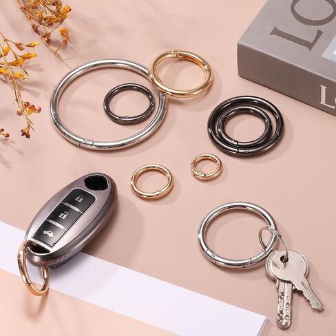 Harfington Spring O Clip Ring Clip ، Metal Spring Clasp Key Ring ، keychain snap buckle accessories for purse الكتف حقيبة أمتعة جلدية DIY Crafts in Kuwait