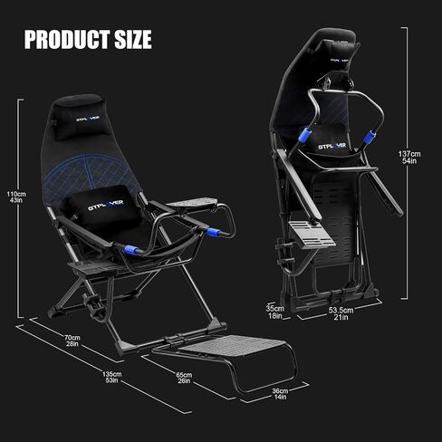 GTPLAYER Sim Racing Cockpit Foldable & Adjustable for High Performance Sim Racing Compact & Flexible Supports All Steering Wheels & Pedals for PC Wheel and Pedals Not Included (Red) in Saudi Arabia