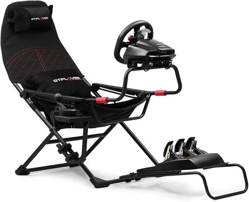 GTPLAYER Sim Racing Cockpit Foldable & Adjustable for High Performance Sim Racing Compact & Flexible Supports All Steering Wheels & Pedals for PC Wheel and Pedals Not Included (Red) in Saudi Arabia