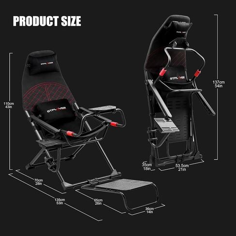 GTPLAYER Sim Racing Cockpit Foldable & Adjustable for High Performance Sim Racing Compact & Flexible Supports All Steering Wheels & Pedals for PC Wheel and Pedals Not Included (Red) in Saudi Arabia