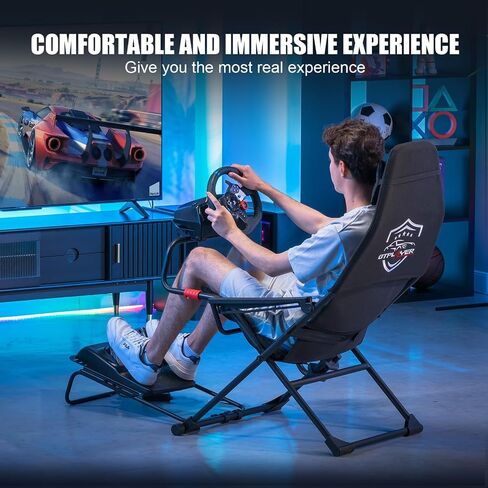 GTPLAYER Sim Racing Cockpit Foldable & Adjustable for High Performance Sim Racing Compact & Flexible Supports All Steering Wheels & Pedals for PC Wheel and Pedals Not Included (Red) in Saudi Arabia