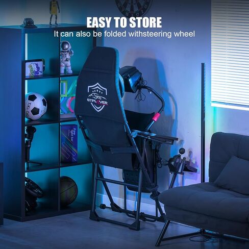 GTPLAYER Sim Racing Cockpit Foldable & Adjustable for High Performance Sim Racing Compact & Flexible Supports All Steering Wheels & Pedals for PC Wheel and Pedals Not Included (Red) in Saudi Arabia