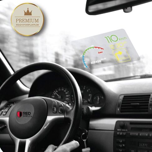 RED SHIELD Universal Head Up Display HUD Reflective Windshield Film 7.5" for All Car Makes and Models. Premium Quality High Definition HD Clarity. Compatible with All HUD Units and Smartphones. 2 PK in Saudi Arabia