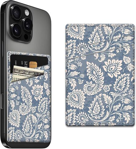 Phone Card Holder Leather, Dual Pocket Phone Wallet Stick On, Adhesive Cute Credit Card Sleeves for Phone Case Compatible with Most Phones Cute Moon and Star in Kuwait