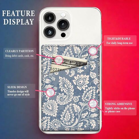 Phone Card Holder Leather, Dual Pocket Phone Wallet Stick On, Adhesive Cute Credit Card Sleeves for Phone Case Compatible with Most Phones Cute Moon and Star in Kuwait