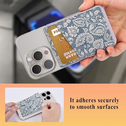 Phone Card Holder Leather, Dual Pocket Phone Wallet Stick On, Adhesive Cute Credit Card Sleeves for Phone Case Compatible with Most Phones Cute Moon and Star in Kuwait