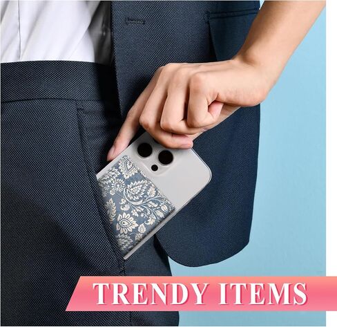 Phone Card Holder Leather, Dual Pocket Phone Wallet Stick On, Adhesive Cute Credit Card Sleeves for Phone Case Compatible with Most Phones Cute Moon and Star in Kuwait