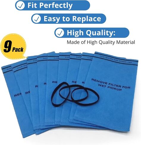Smilefil 18 Pack Wet Dry Vacuum Bags Compatible with WORKSHOP WS01025F, Craftsman 9-38737, MultiFit VF2000, Select 2-1/2 to 5-Gallon Shop Vacuum Cleaners (9 Vacuum Bags with 3 Retaining Bands) in Saudi Arabia