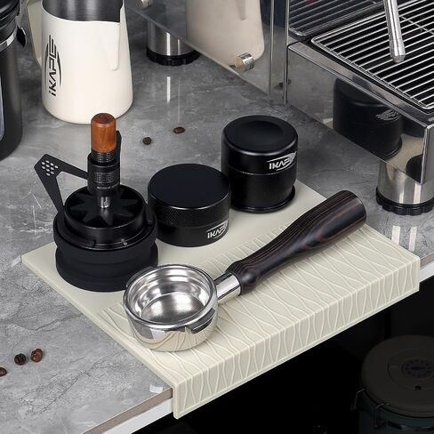 IKAPE Coffee Accessory Tool, Silicone Mat with Portafilter Holder, Espresso Tamping Station Mat, Distributor Food Safe & Non-Slip 11.61''x8.54'' (GJ-MAT) in Saudi Arabia