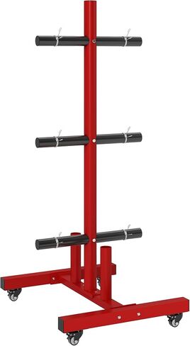 Soozier Weight Plate Rack, Olympic Bumper Plate Rack Holder for 2 inch Plates and Bars, with 4 Transport Wheels and 6 Fasten Clamps, 440lbs Capacity in Kuwait