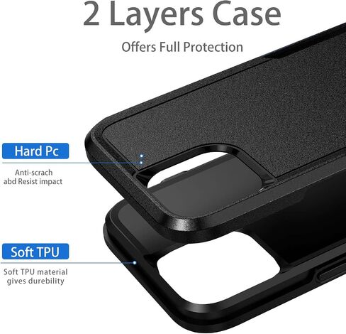 Compatible with iPhone 15 Case, Heavy Duty Protection Shockproof Dropproof Dustproof Anti-Scratch Phone Case Cover for 15 -Black in Saudi Arabia