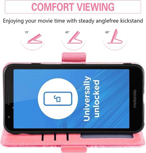 Asuwish Phone Case for Moto E6 with Tempered Glass Screen Protector and Flower Leather Wallet Flip Cover Card Holder Stand Cell Motorola MotoE6 E 6th Generation Gen Moto6E 6 6E XT2005-5 Women Men Blue in Saudi Arabia