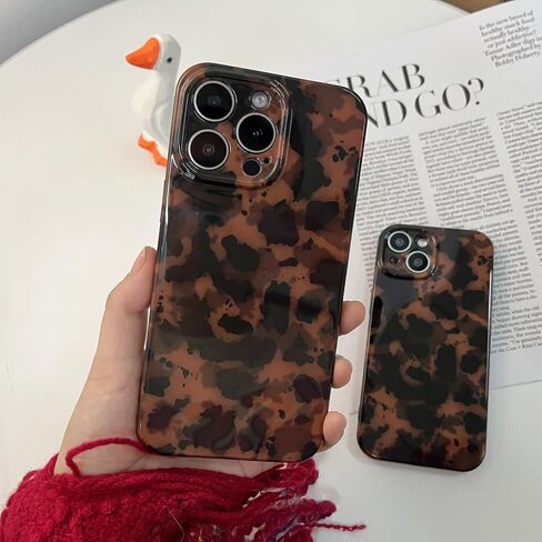 Tortoise Shell Phone Case Compatible for iPhone 15 Pro Max Retro Leopard Cheetah Print Chic Animal Pattern Soft TPU Protective Cool Girls Amber Brown Phone Cover(for iPhone 15 Pro Max) in Saudi Arabia