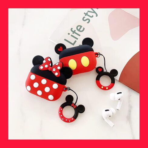 Cute Case Cover Compatible with AirPods Pro 1st&2nd,Funny Unique 3D Soft Silicone Shockproof Protective Skin Case Cover for Airpod Pro 1st&2nd Case-Pink Mouse in Saudi Arabia