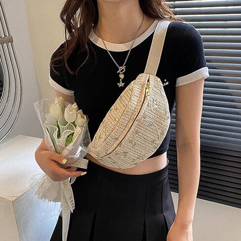 eYLun Women Fanny Pack Crossbody Bag Adjustable Casual Waist Bag FashionChest Bag Waist Pack for Travel Walking Running Hiking White in Saudi Arabia