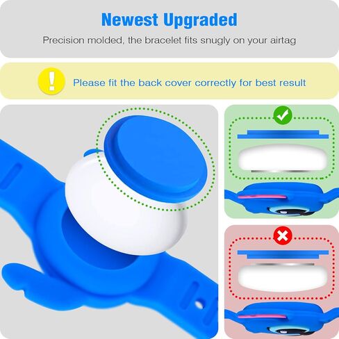 2 حزمة Airtag حامل للأطفال ، سوار Airtag المقاوم للماء للأطفال مع تصميم كرتون لطيف ، تغطية كاملة معصم سليكون مضاد للسيليكون للأطفال ، مواد صحية (أسود) in Kuwait