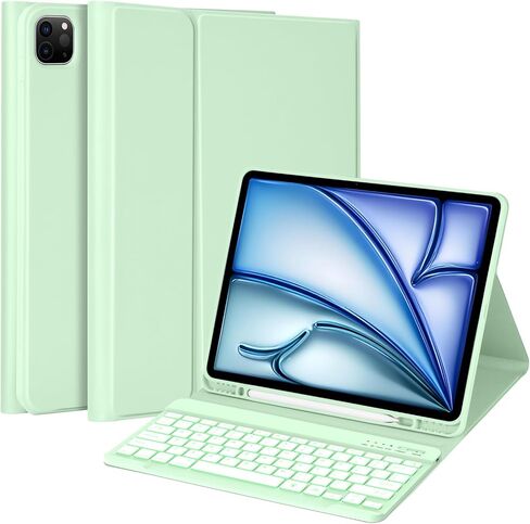 حافظة MMK iPad Air 13 بوصة (M2) 2024 وiPad Pro 12.9 مع لوحة مفاتيح، وحافظة لوحة مفاتيح لجهاز iPad Pro 12.9 بوصة 6th 5th وiPad Air 13 بوصة، لوحة مفاتيح لاسلكية بلوتوث بإضاءة خلفية، مع حامل أقلام - أزرق in Kuwait
