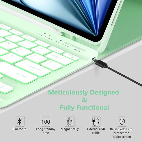 حافظة MMK iPad Air 13 بوصة (M2) 2024 وiPad Pro 12.9 مع لوحة مفاتيح، وحافظة لوحة مفاتيح لجهاز iPad Pro 12.9 بوصة 6th 5th وiPad Air 13 بوصة، لوحة مفاتيح لاسلكية بلوتوث بإضاءة خلفية، مع حامل أقلام - أزرق in Kuwait