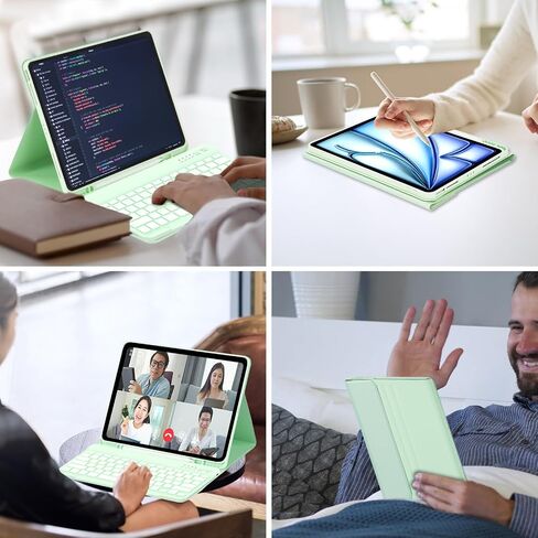 حافظة MMK iPad Air 13 بوصة (M2) 2024 وiPad Pro 12.9 مع لوحة مفاتيح، وحافظة لوحة مفاتيح لجهاز iPad Pro 12.9 بوصة 6th 5th وiPad Air 13 بوصة، لوحة مفاتيح لاسلكية بلوتوث بإضاءة خلفية، مع حامل أقلام - أزرق in Kuwait