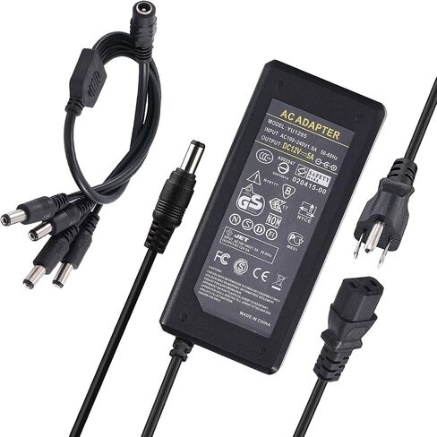 12V 5A Power Supply Adapter - LeTaoXing AC 100-240V 50/60Hz to DC 12V/5A 60W 12 Volt 5amp LED Driver Transformers Universal Switching for LED Strip Light CCTV Cameras in Saudi Arabia