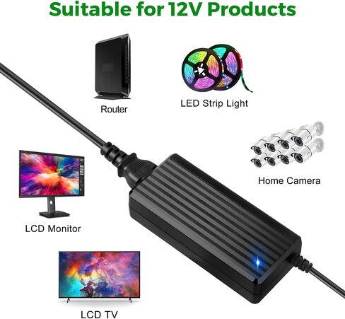 12V 5A Power Supply Adapter - LeTaoXing AC 100-240V 50/60Hz to DC 12V/5A 60W 12 Volt 5amp LED Driver Transformers Universal Switching for LED Strip Light CCTV Cameras in Saudi Arabia
