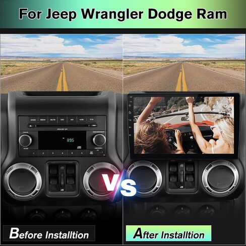 ترقية استريو لراديو السيارة لجيب Wrangler JK 2007-2018 دودج رام أندرويد 13 مع Carplay Android Auto in Kuwait