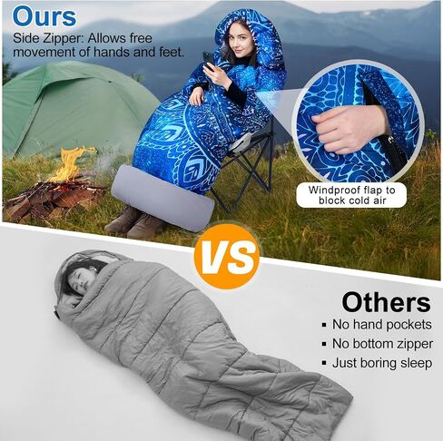 Basumee Sleeping Bags for Adults 3 Season Warm Cool Weather Wearable Camping Sleeping Bag with Compression Bag Portable Backpacking Hiking Camping Essential for Women Men Kids Teens in Saudi Arabia