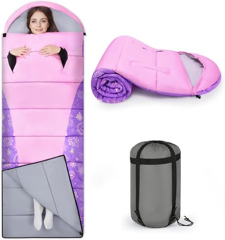 Basumee Sleeping Bags for Adults 3 Season Warm Cool Weather Wearable Camping Sleeping Bag with Compression Bag Portable Backpacking Hiking Camping Essential for Women Men Kids Teens in Saudi Arabia