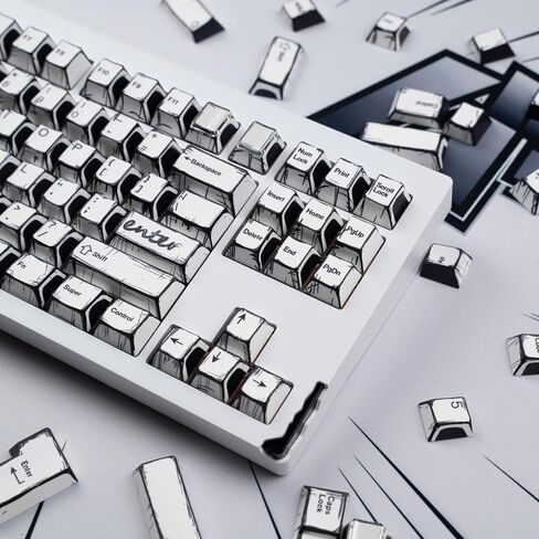 PBT keycaps Manga Syle Keycaps Retro Keycaps 5 Side Dye Sub Keycap Set 141Key 3D Anime Theme keycaps for 60 75 100 Percent Mechanical Keyboard in Saudi Arabia