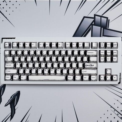 PBT keycaps Manga Syle Keycaps Retro Keycaps 5 Side Dye Sub Keycap Set 141Key 3D Anime Theme keycaps for 60 75 100 Percent Mechanical Keyboard in Saudi Arabia