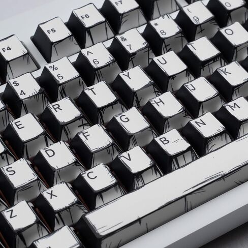 PBT keycaps Manga Syle Keycaps Retro Keycaps 5 Side Dye Sub Keycap Set 141Key 3D Anime Theme keycaps for 60 75 100 Percent Mechanical Keyboard in Saudi Arabia