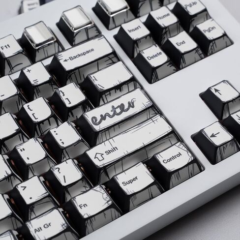 PBT keycaps Manga Syle Keycaps Retro Keycaps 5 Side Dye Sub Keycap Set 141Key 3D Anime Theme keycaps for 60 75 100 Percent Mechanical Keyboard in Saudi Arabia